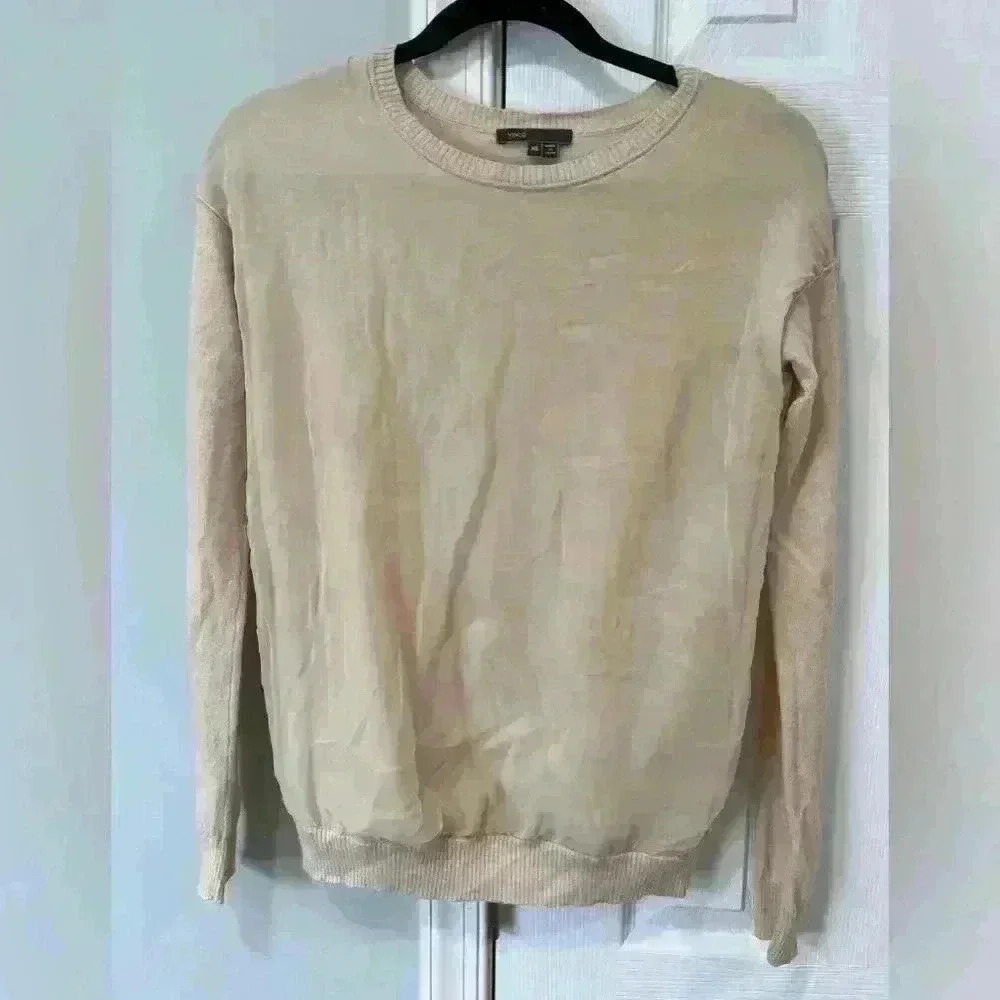 Vince Double Layer Sweater XS Women’s Cream Wool Silk Cashmere Long sleeve